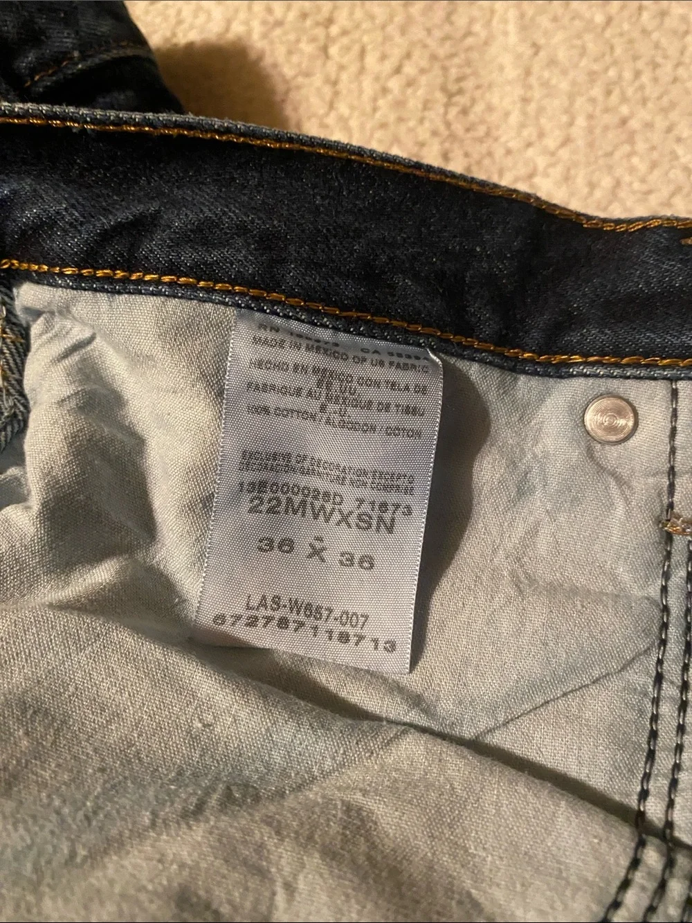 Wrangler Men’s Dark Blue Jeans with Red Patch